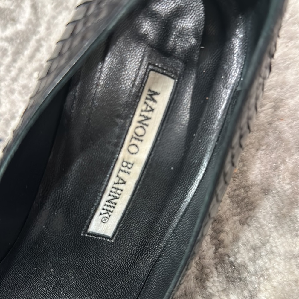 Amazing Auth Manolo Blahnik 9 Black Python With S… - image 5